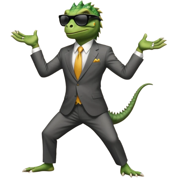 capitalist iguana banker godfather with black sunglasses breakdance no problem emoji