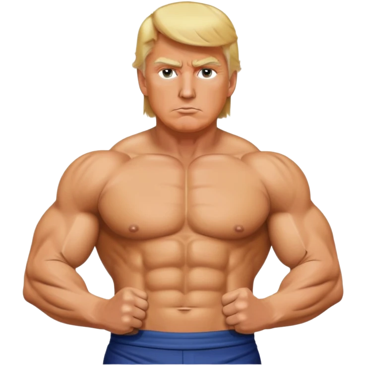Donald Trump with six pack abs, muscular figure, blonde hair emoji