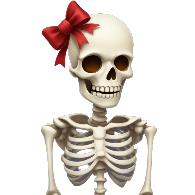 Cute skeleton w dark red bow on head emoji