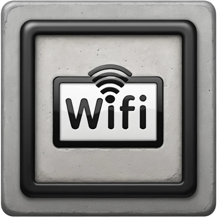 A Block saying "wifi" lying on a street in a quiet village emoji