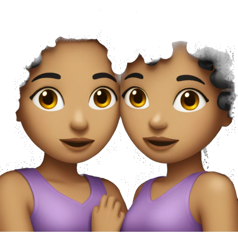 2 girls kissing with black curly hair  emoji
