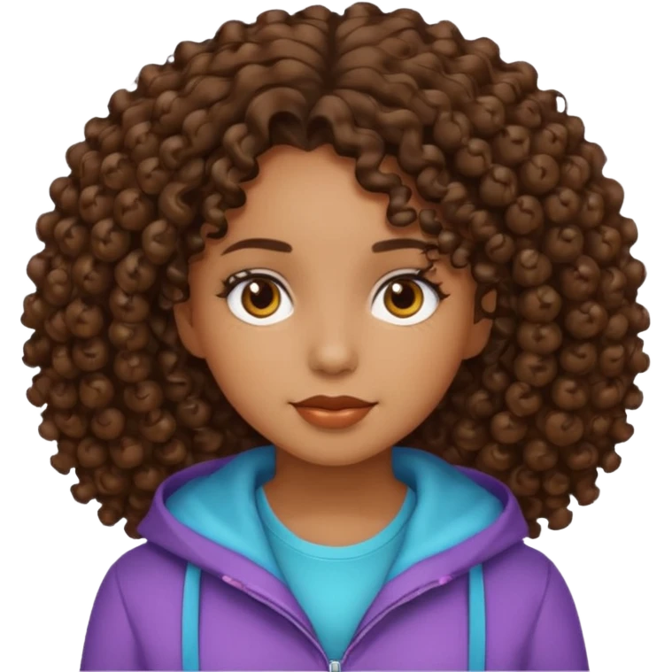 Zumbi de cabelo médio cacheado menina nova emoji