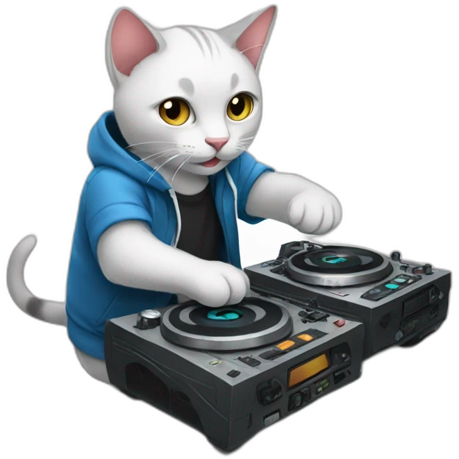 Dj cat playing with rat emoji