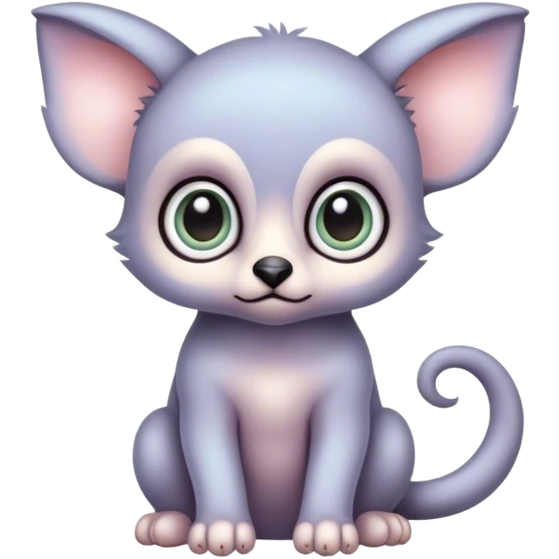 Adorable colorful baby pastel edgy animal-hybrid full body, big Eyes emoji