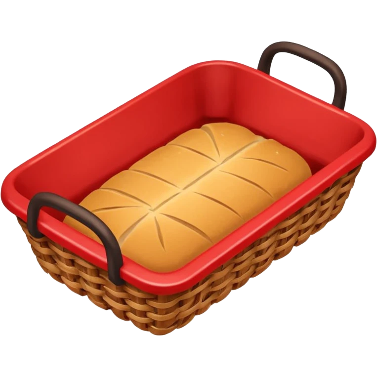 shallow wicker bread basket viewed from above with one lonely breadcrumb inside, small almost-empty red battery icon (5% level) in upper-right corner, bold lines, flat colors with gentle gradients, emoji style emoji