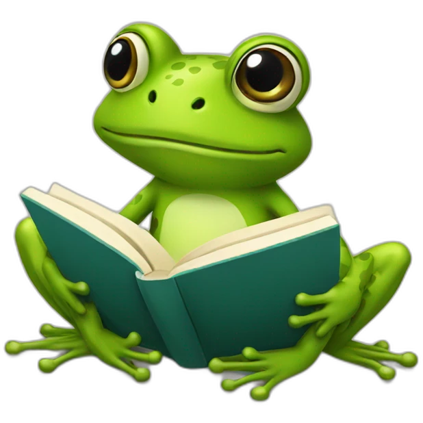 frog reading book emoji