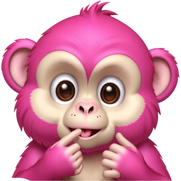 A pink monkey blowing a kiss and winking emoji