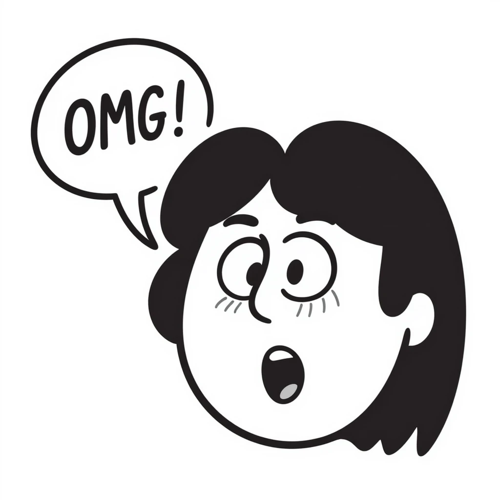Shocked face with wide eyes saying "OMG!" emoji