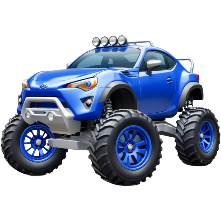 Silver Tractor wheels on monster glossy ultramarine body 2025 Toyota 86 off-road rally car  emoji