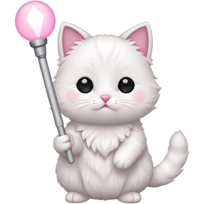 chibi cute cat holding a light stick emoji