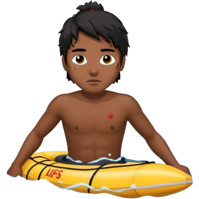 Lifeguard Native American Teenager with Black messy hair swimming to rescue someone emoji