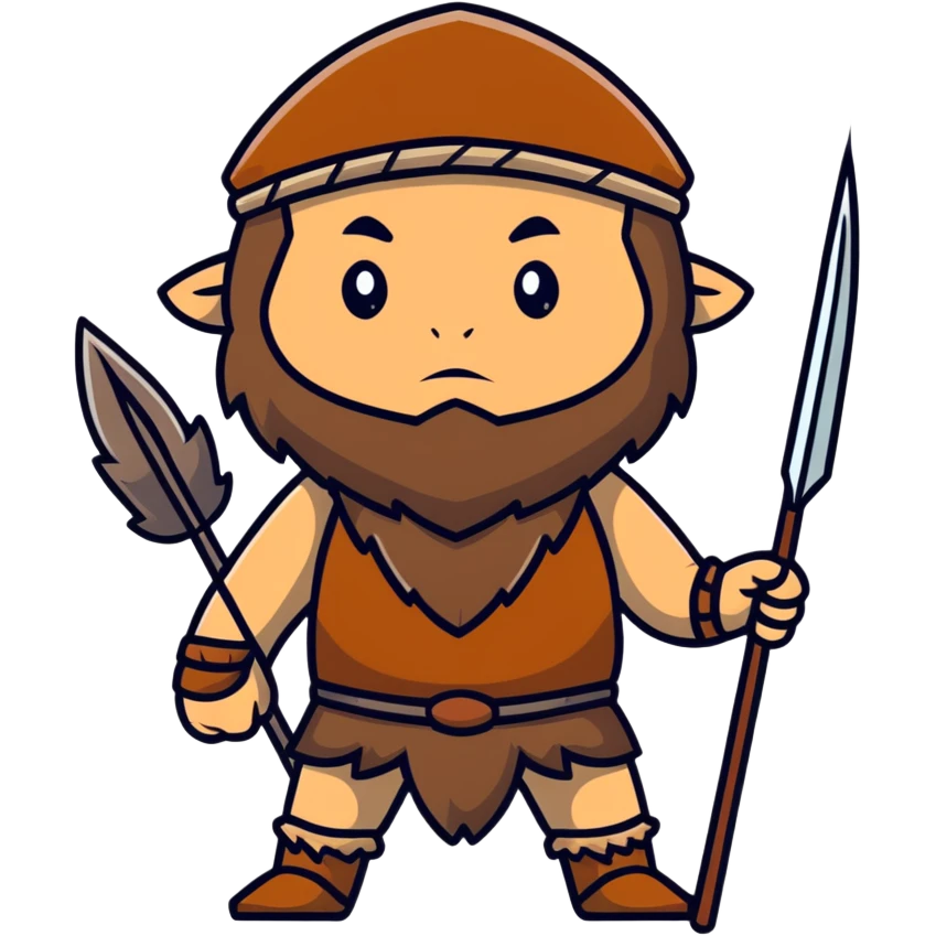 Cro-Magnon human hunter with spear and fur clothing emoji