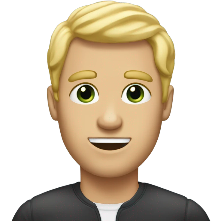 Gay man with blonde hair brushed down in front of his face named Jackson  emoji