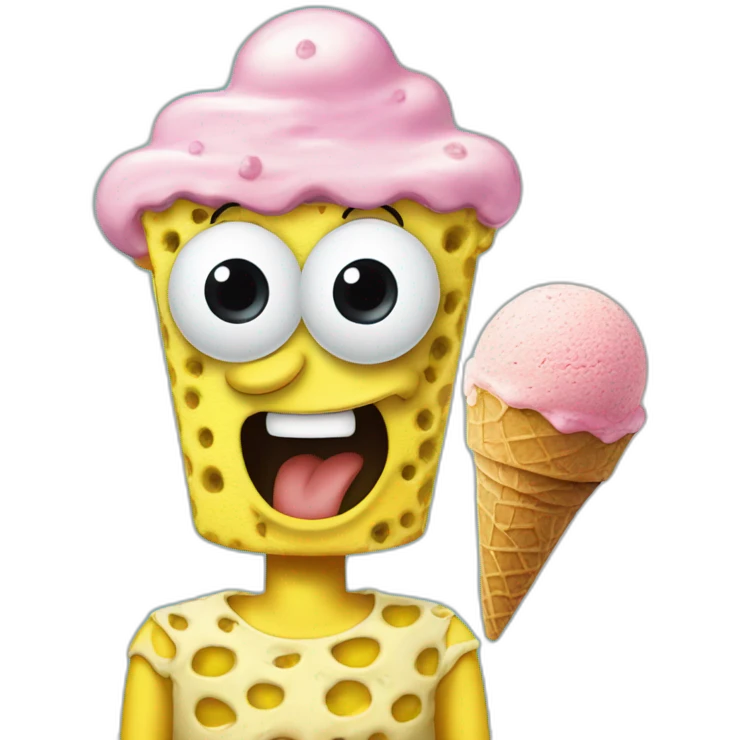 sponge bob wating an ice cream emoji