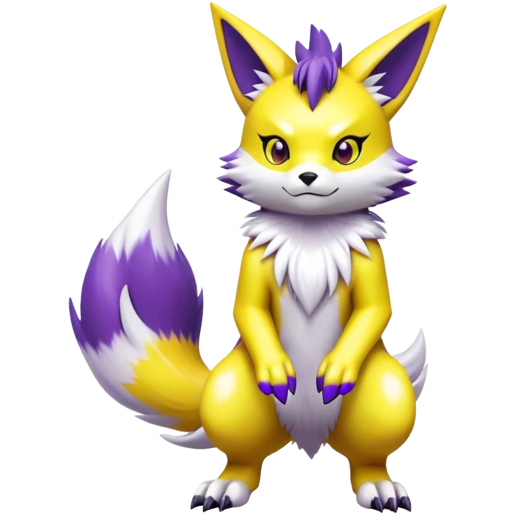 Shiny Yellow, Purple, White, Renamon (Full body) emoji