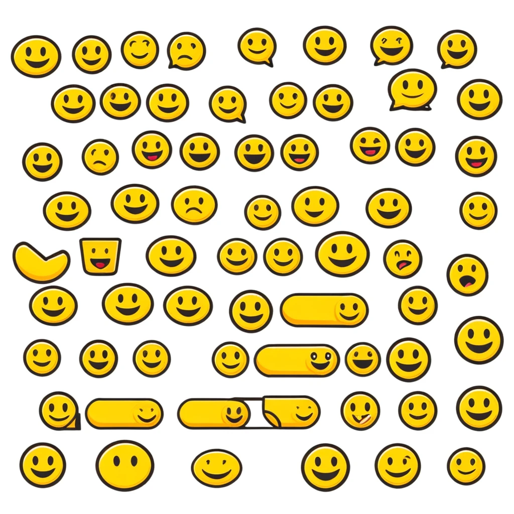 A wide format slideshow title screen for "The Emoji Movie Quiz" game with popular emoji characters arranged in a presentation-friendly layout emoji