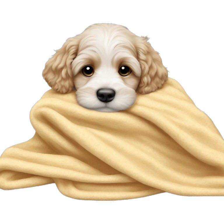 cute cockapoo puppy sleep in blanket emoji