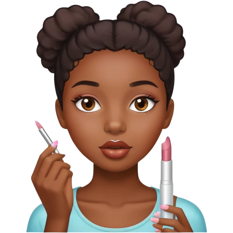 Black girl putting on clear lipgloss emoji