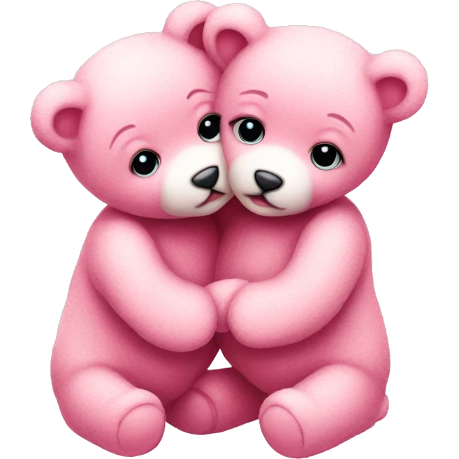 baby pink teddy bears kissing emoji