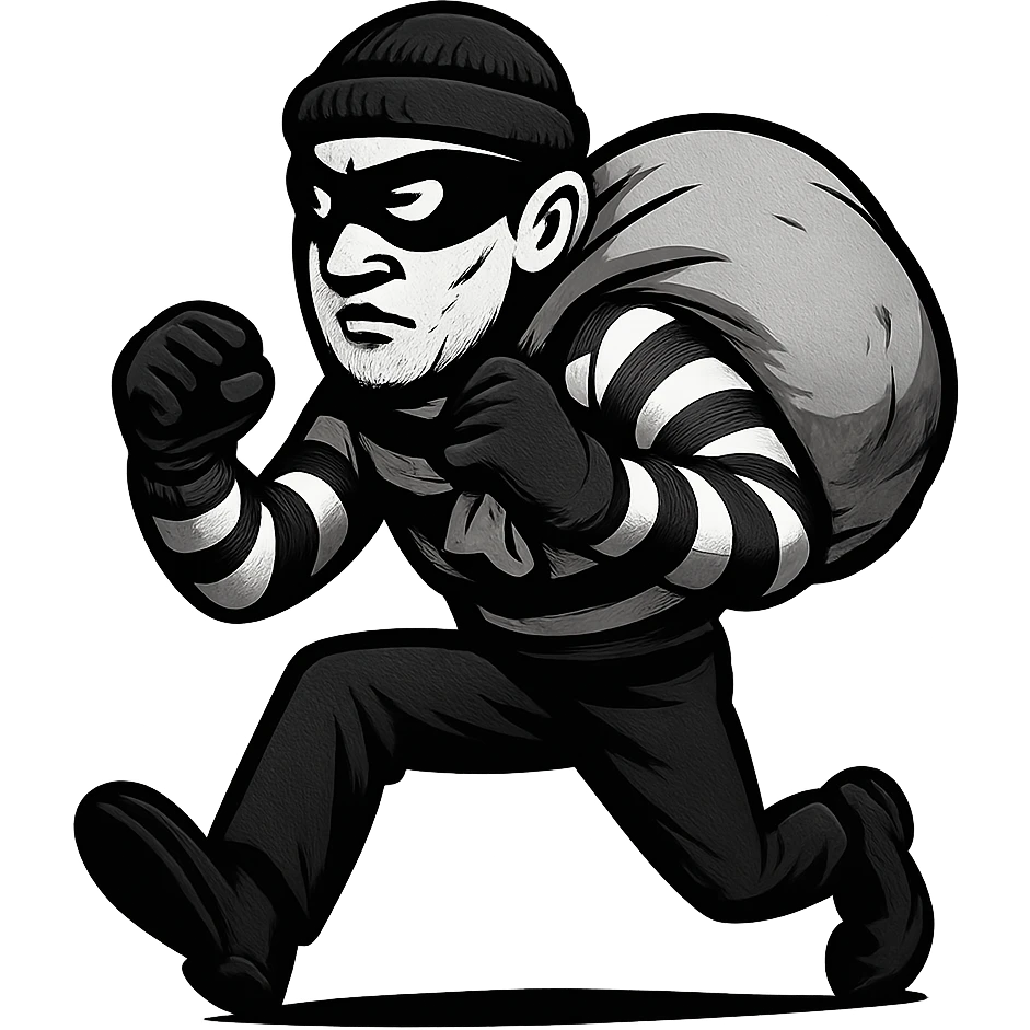 thief with mask in black and white emoji