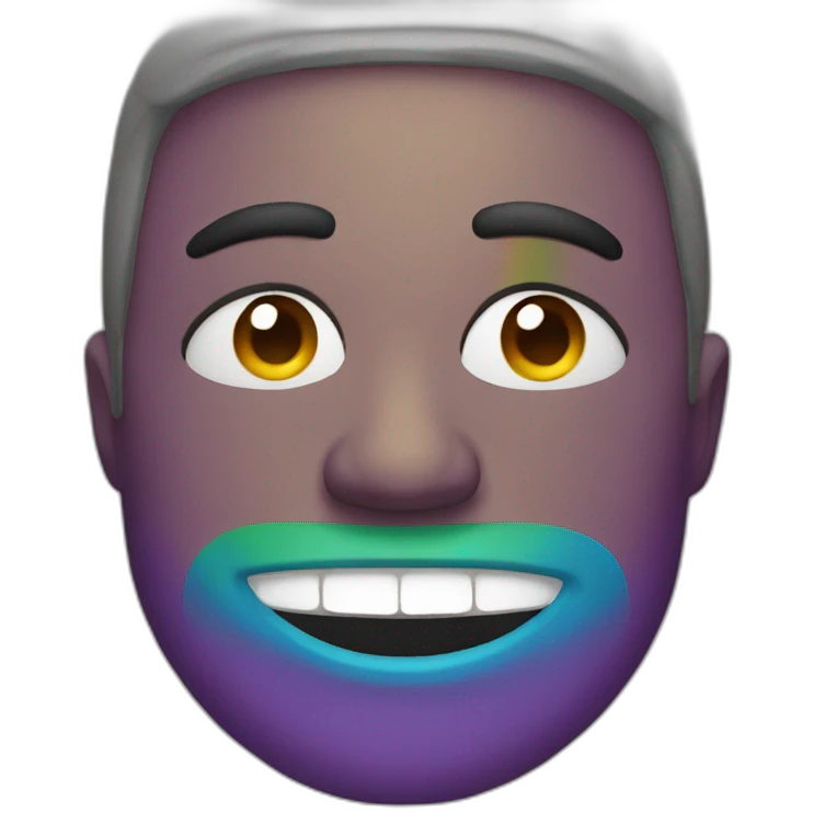 an artist with a rainbow face emoji