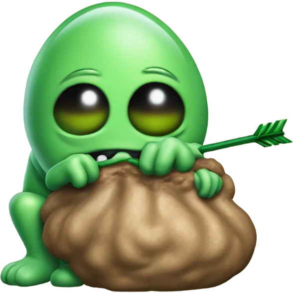 Pooping alien, with an arrow on the poop, with the saying “it’s you” emoji