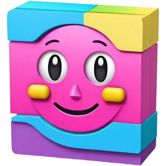3D, psychedelic colored hippie style sticky note emoji