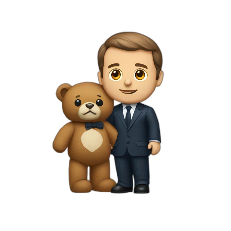 macron with a teddy bear emoji