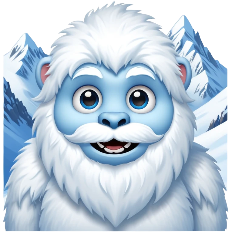 friendly yeti snowman in snowy mountains emoji