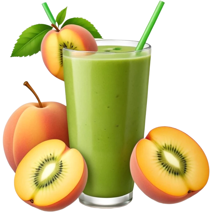 smoothie with peaches and green kiwi emoji