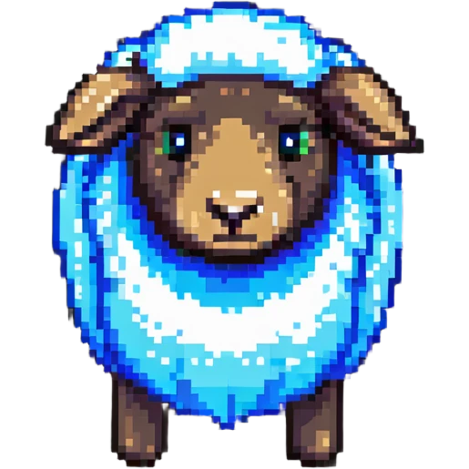Minecraft sheep with authentic blocky style and proportions, pixel art emoji