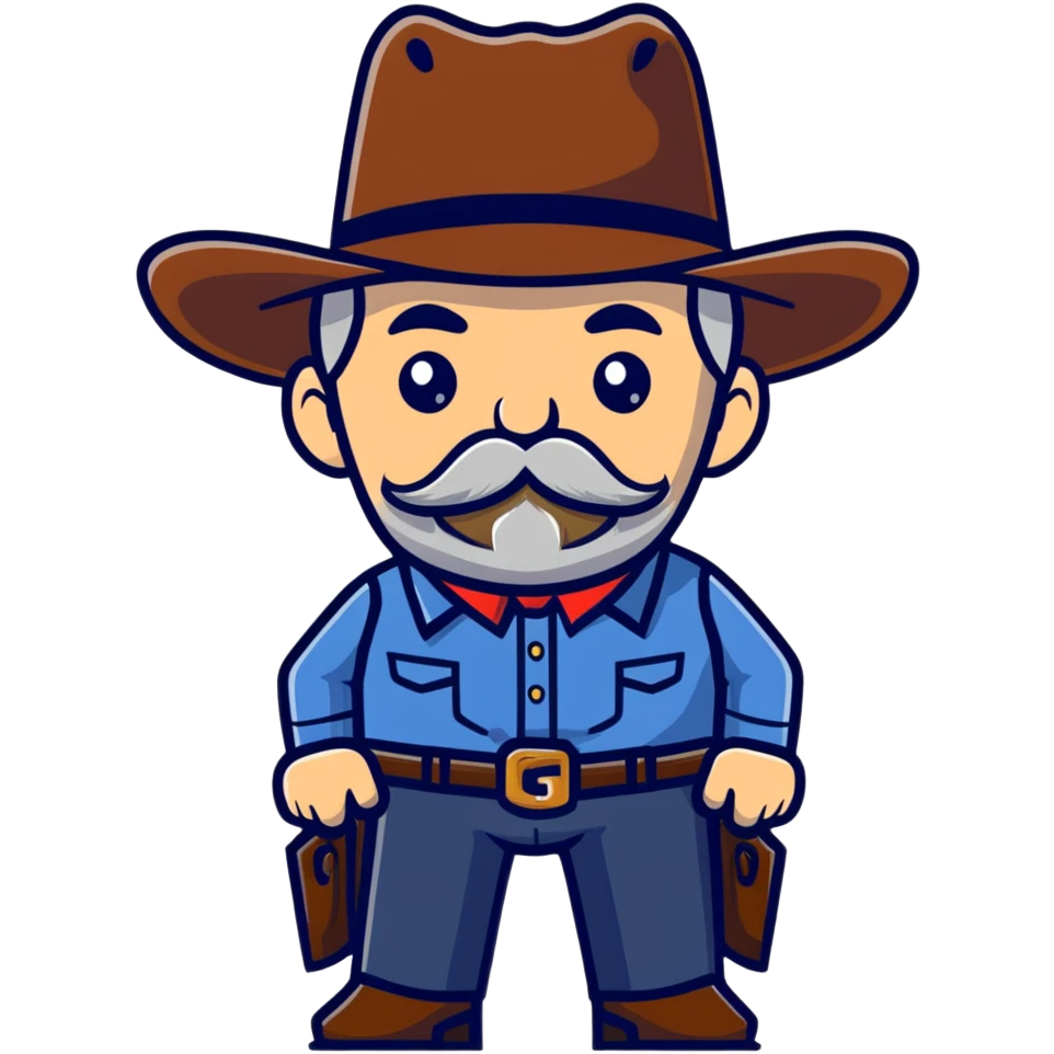 Dutch van der Linde from Red Dead Redemption 2, older man with mustache and beard, cowboy hat, suit, western gang leader emoji