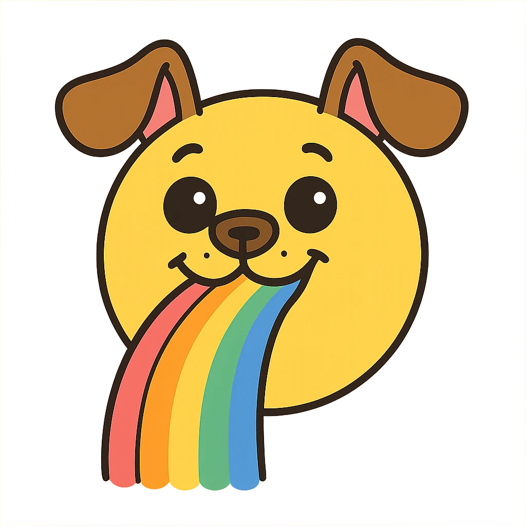 smiley face with Snapchat filters dog ears and rainbow emoji
