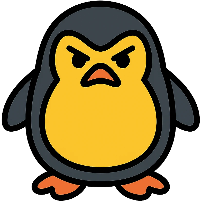 angry penguin color icon with black outlines emoji