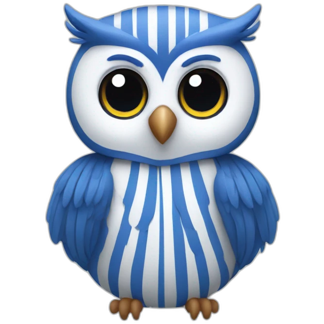 Owl wearing blue and white stripes emoji