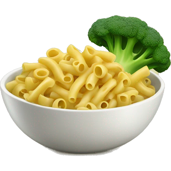 dish with macaroni and pieces of broccoli emoji