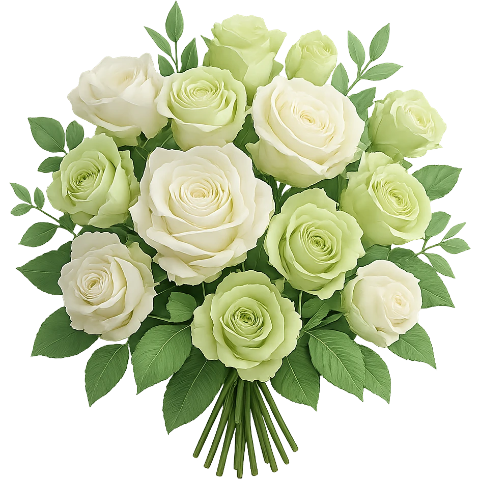 bouquet of white and green roses , remove background emoji