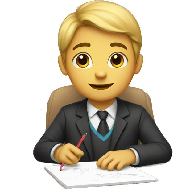 schoolboy draws and colors emoji
