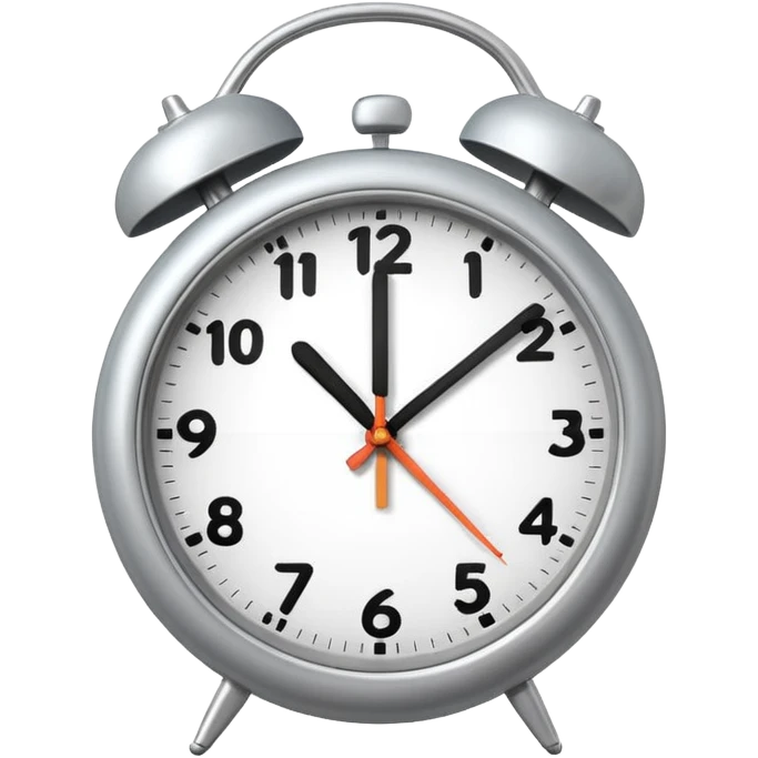 A 3D cartoon clock showing a few minutes before twelve, clean minimal background, Memoji-style. emoji