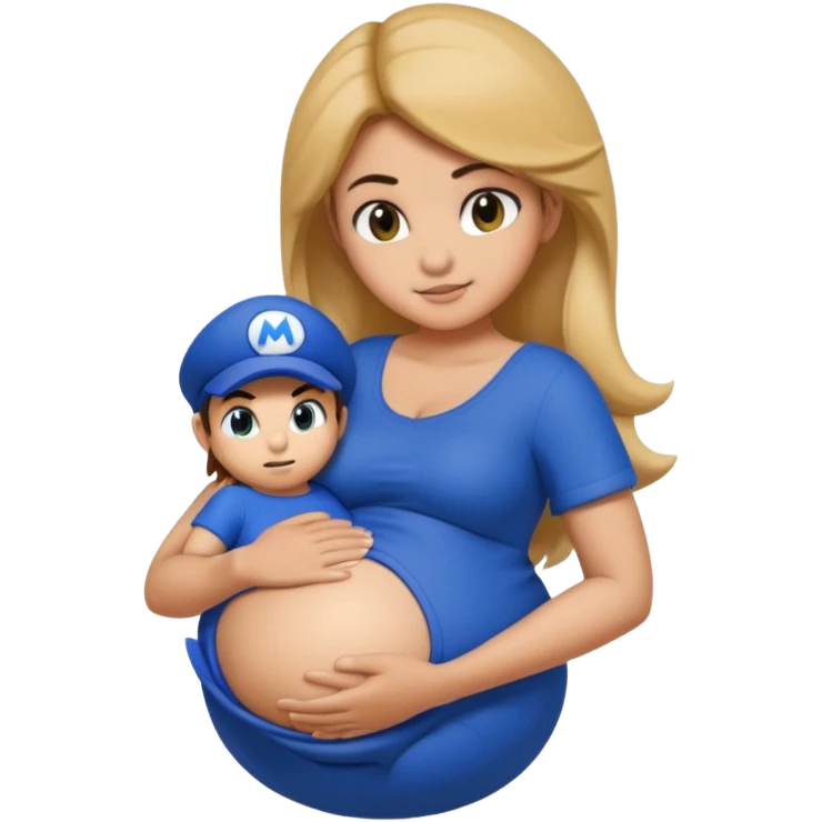 pregnant mario with belly being held by sonic emoji