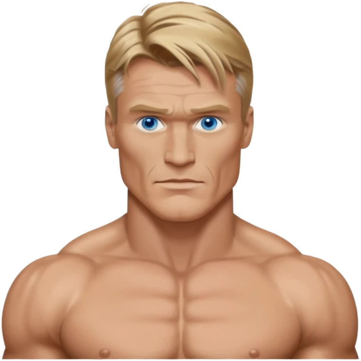 Dolph Lundgren with blue eyes, dark blonde hair, shirtless emoji