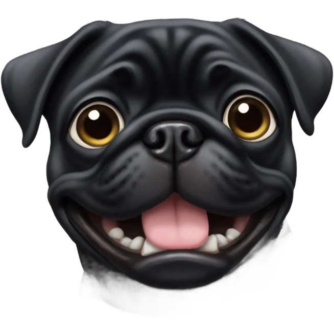 Happy Black pug face  emoji