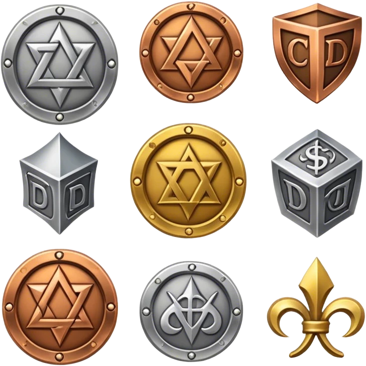 dnd item icon, medieval, currency gold, silver, copper icons emoji