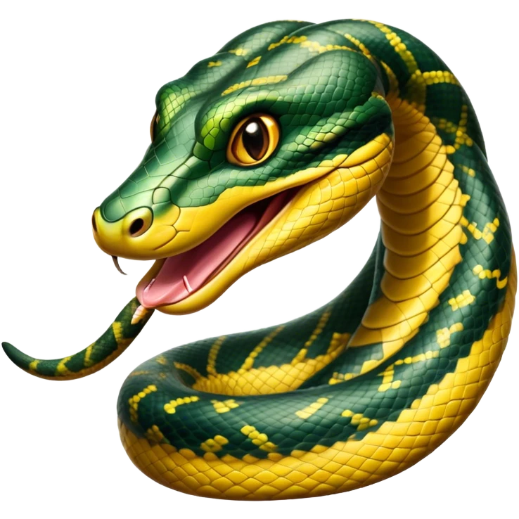 Cinematic Comical Anaconda Portrait Emoji, Head tilted dramatically with an exaggeratedly shocked expression, featuring a robust, patterned body with wide, comically expressive eyes full of humorous disbelief, Simplified yet hilariously expressive features, highly detailed, glowing with a slightly sassy jungle glow, high shine, dramatic yet playful, stylized with an air of quirky reptilian attitude, soft glowing outline, capturing the essence of a meme-worthy anaconda that looks ready to side-eye its way into viral fame! emoji