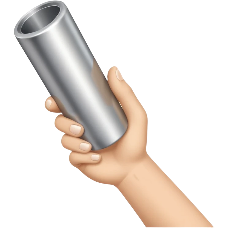 one single beige skin colored hand holding a cylindrical tube emoji