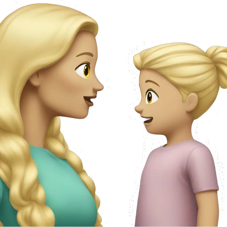 blonde women talking with blonde child  emoji