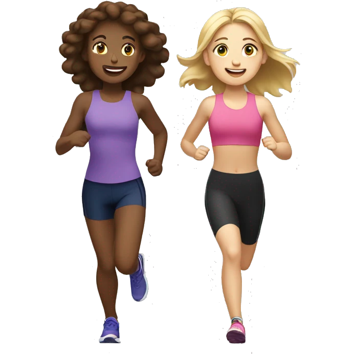 A girl with brown hair and a girl with blonde/brown hair running a 5k together  emoji