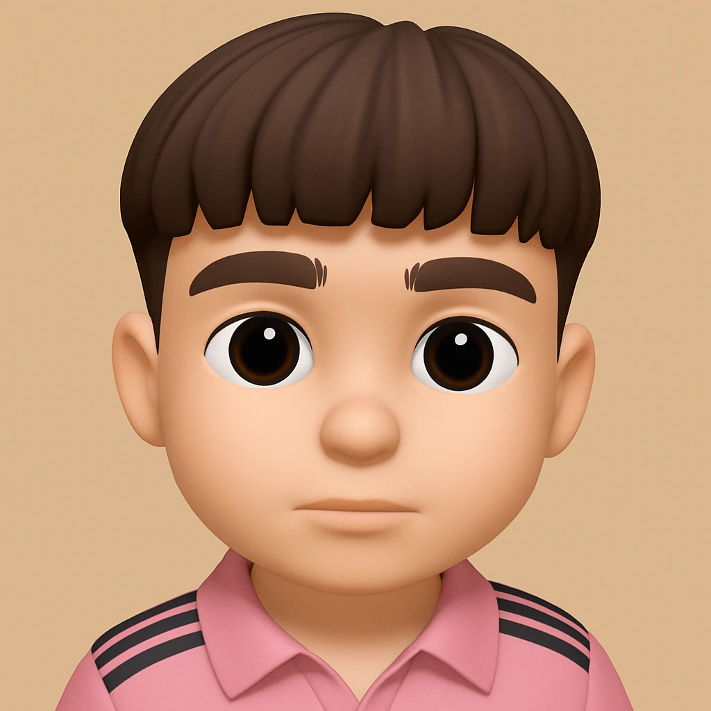 создать 3d emoji парня в том же стиле, что и 3d emoji девушки на втором изображении (мягкий свет, мультяшные черты, крупные глаза, плавные линии) emoji