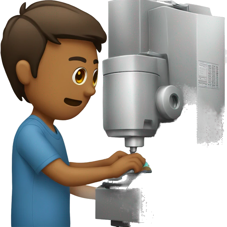 Homem cortando tecido com máquina  emoji