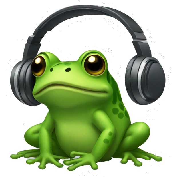 frog wearing headphones emoji